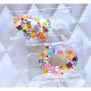 SET (2) LACROIX Beaded New Wrist Phone Charms with Fruit & Color Beads